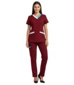 Maroon Housekeeping Tunic With Two Patch Pocket